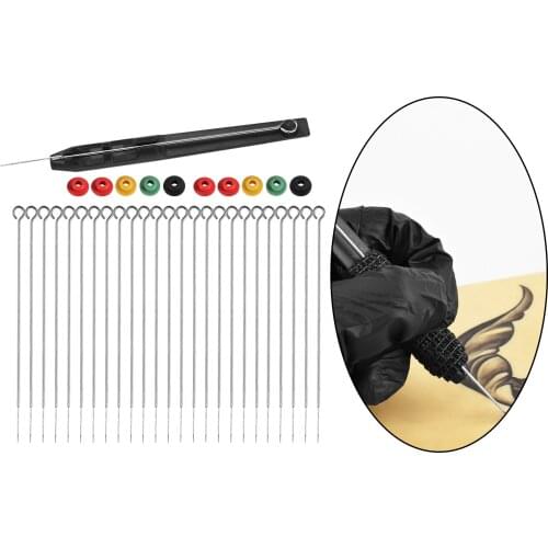 Hand Poke Stick Tattoo Needles Set with 25 Needles With 10 Grommets for Tattooing Artists