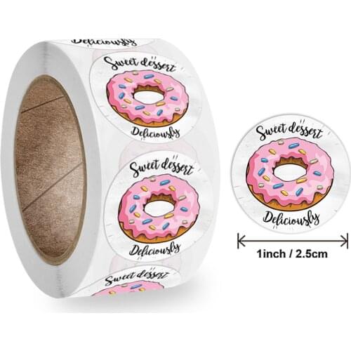 50-500pcs Delicious Donut Style Stickers Gift Cake Baking Packaging Decoration Stickers Gift Packing Supplies Adhesive Stickers