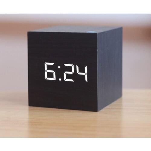 New Qualified Digital Wooden LED Alarm Clock Wood Retro Glow Clock Desktop Table Decor Voice Control Snooze Function Desk Tools