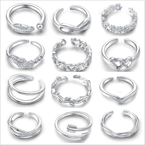 Fancy Open Toe Rings Adjustalbe Foot Knuckle Finger Rings Set Summer Vacation Beach Jewelry for Women Girls Wholesale Gifts 12pc