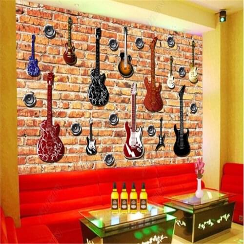 Nostalgic Wall Paper Mural Guitar Music Equipment Tooling Background WallPapers Industrial decoration papel de parede 3d