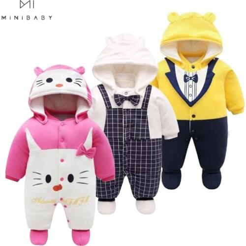2020 Autumn Winter New Casual Infant Rompers Newborn Baby Boys Girls Long Sleeve Thick With Hooded Warm Outwear Clothing