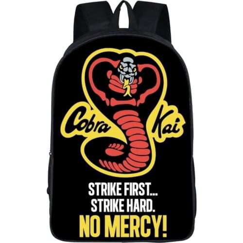 Rock Cobra Kai No Mercy Print Backpack For Teenager School Bags Waterproof Mochila Feminina Backpack Men Laptop Backpacks