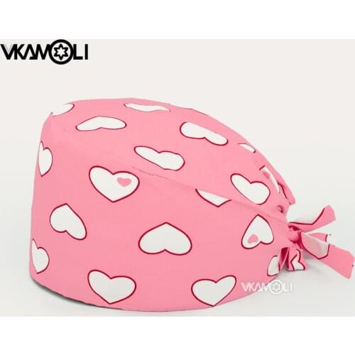 Valentines Day Printed scrubs caps cap Pet Grooming Agency Work scrub hat BeautyWork Hats laboratory nursing hat