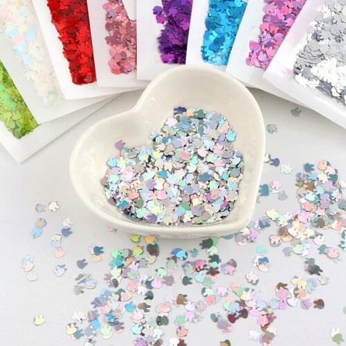 Ultrathin Rabbit Sequins Dolphin Sea Turtle PET Paillettes Laser Sequin for Nails Art DIY Crafts Wedding Decor Confetti 8g