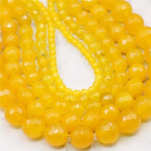 4mm 6mm 8mm 10mm 12mm Faceted South America Yellow Chalcedony Round Loose Beads Accessory Parts jewelry Natural Stone wholesale
