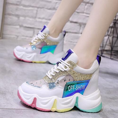 New Women Chunky Sneakers 2021 Summer Platform Sneakers Ladies Brand Wedges Casual Shoes For Woman Mesh Sports Dad Shoes 9CM