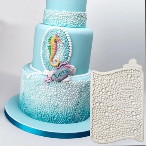 1pcs Pearl Cake Silicone Mold Fondant Lace Mold Birthday Cake Decorating Tools Chocolate Gumpaste Mold K444