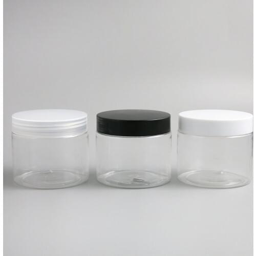 24 x 180g Empty Clear Cosmetic Cream Containers Cream Jars 180cc 180ml for Cosmetics Packaging Plastic Bottles With Plastic Cap