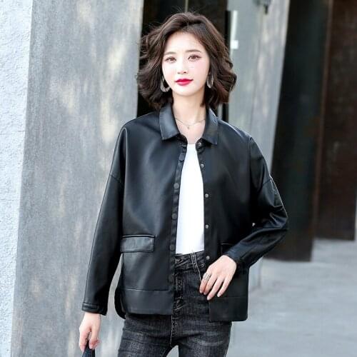 Plus Size 3XL PU Women Leather Jacket New 2021 Motorcycle Leather Clothing Female Short Slim Spring And Autumn Coat Women Black