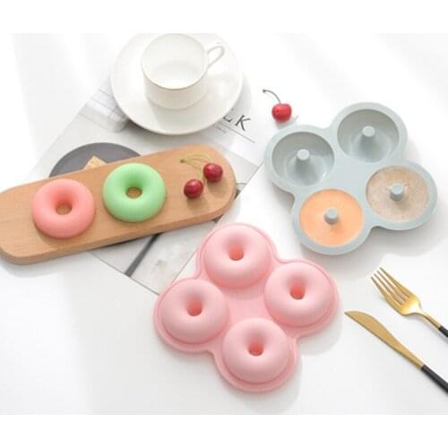 4 Cavity Donut Creative Cake Silicone Mold Home Kitchen Baking tray Cake Silicone Molds Cooking Bakeware Bake Tools Moulds brush