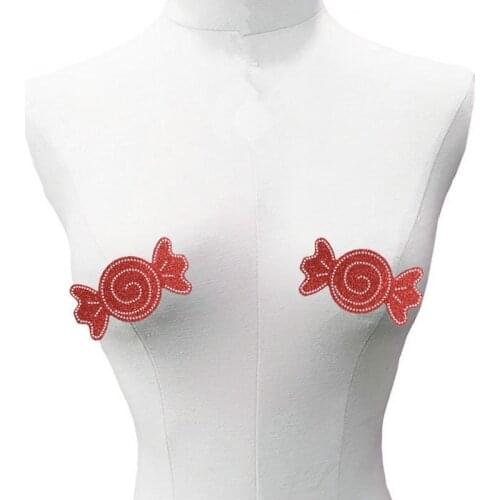 5 pairs/lot women disposable self adhesive nipples covers candy pattern ultra-thin breathable glitter invisible bra sticker