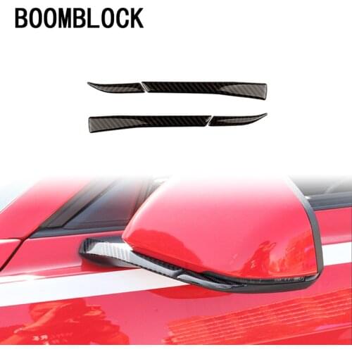 BOOMBLOCK 4pcs Car Rearview Mirror Covers Trim Carbon Fiber Stickers For Ford Mustang 2015 2016 2017 GT500 GT 350 Accessories
