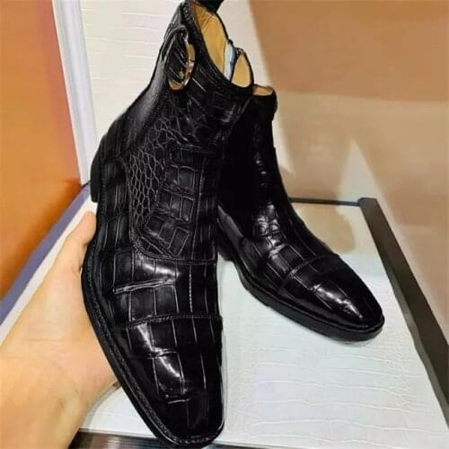 High Quality New Fashion Men Pu Leather Buckle Business Boot Vintage Casual Classic Formal Chelsea Boots Zapatos De Hombre HC098