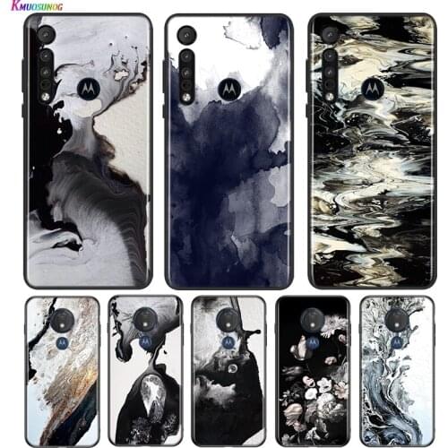 Black White Watercolor Textures For Motorola G9 G8 G Stylus Power One Fusion Hyper Edge E7 E6 5G Plus Play Lite Phone Case
