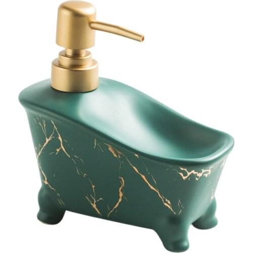 Ceramic Liquid Soap Dispenser Bathroom Shampoo Shower Gel Bottle Gold Head Bath Hardware Birthday Presents Wedding Gifts Green