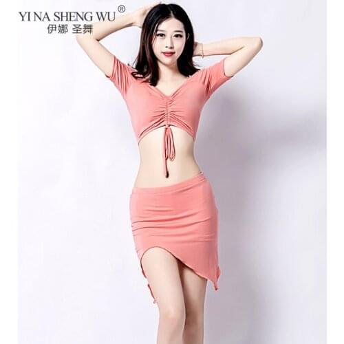 Sexy Adult Women Professional Belly Dance Costume Set Top Split Long Skirt thanks Oriental Practice Wear Performance Clothes
