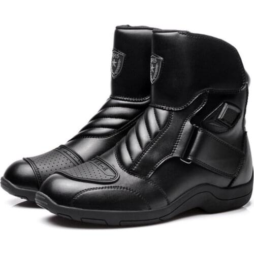 Leather Motorcycle Boots Men Waterproof Summer Moto MTB Motocross Riding Boots Breathable Motorbike Racing Shoes