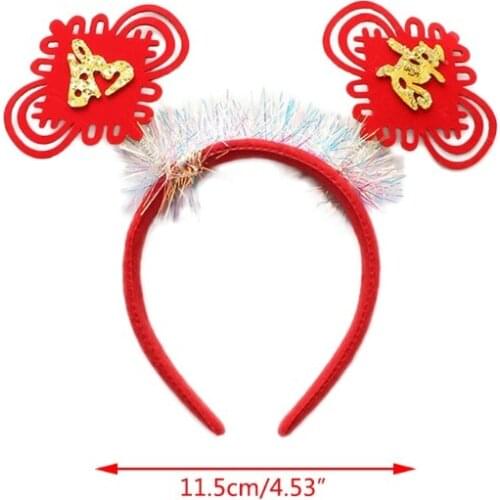 Chinese Style Red Headband Knot Hanfu Tassels New Year Festive Party Hair Hoop LX9E