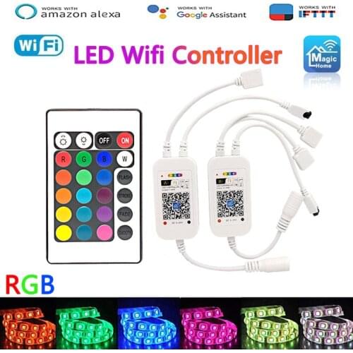 Magic Home RGB Wifi Led Controller 12V RGB Tape LED Music Alexa controller 5V For 5050 2835 3528 5630 3014 led-strip Dimmer 24V
