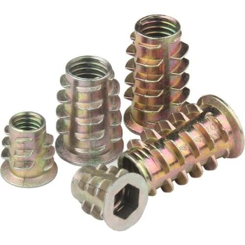 10X M4 M5 M6 M8 Metal Hexagon Hex Socket Head Embedded Insert Nut E-Nut for Wood Furniture Inside and Outside Thread Zinc-alloy