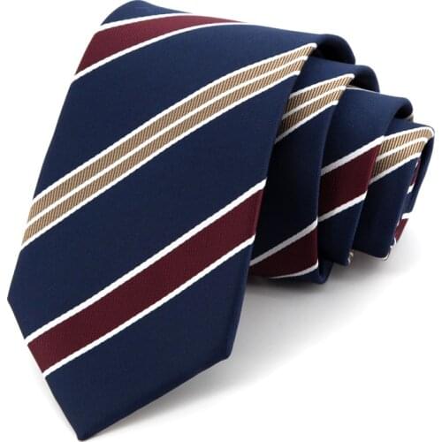 7 CM Ties for Men Business Formal Dresses Necktie High Quality Male Blue Striped Cravat With Gift Box