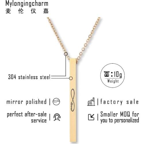 MYLONGINGCHARM 10 pcs/lot Custom stainless steel cuboid pendant-Custom logo or words-5x60mm-Custom Cuboid bar Specialize Pendant