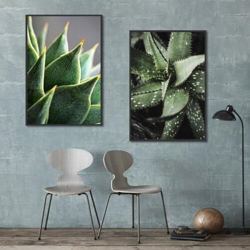 Nordic Minimalist Plant Art Wall Poster Canvas Painting Green Aloe Leaf Painting and Prints Home Decoration Living Room Mural