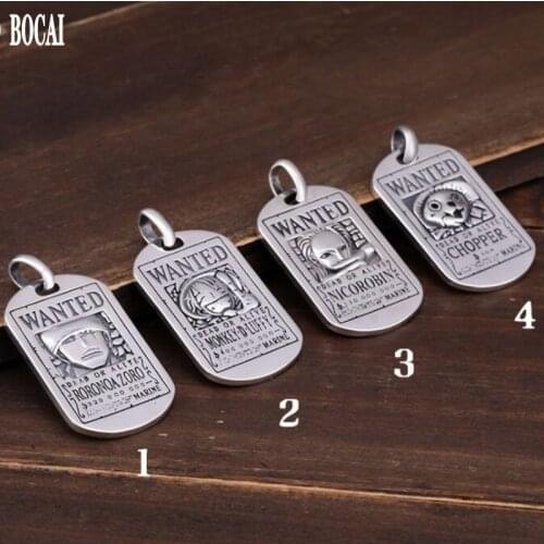 Real s925 pure silver fashion jewelry simple pendant Wanted order tag for men and women Thai silver men pendant