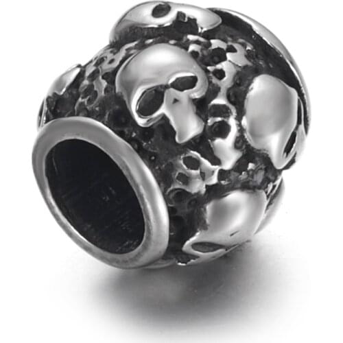 Stainless Steel European Bead Skull Polished 4.5mm Hole Metal Beads Bracelet Charms for DIY Jewelry Making Accessories