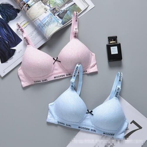 New Pure Cotton Girl Underwear Student Development Period Student Summer Thin Sports Breathable Comfortable Non-wire Bra