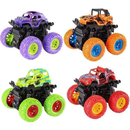 New Mini Inertial off-Road Vehicle Four-Wheel-Drive Plastic Children Toy Car Pull Back Stunt Car