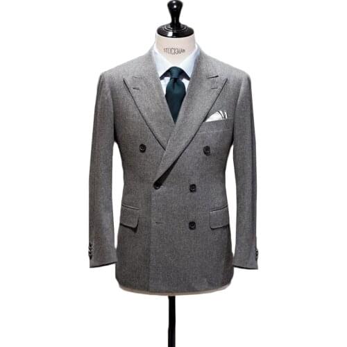 Solid Gary Mens Suits Jacket Custom Formal Double Breasted Smart Casual Party Evening Wear