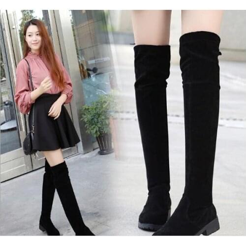 Autumn Winter Women Boots Stretch Slim Thigh High Boots Fashion Over the Knee Boots Wedges Shoes Woman shoes
