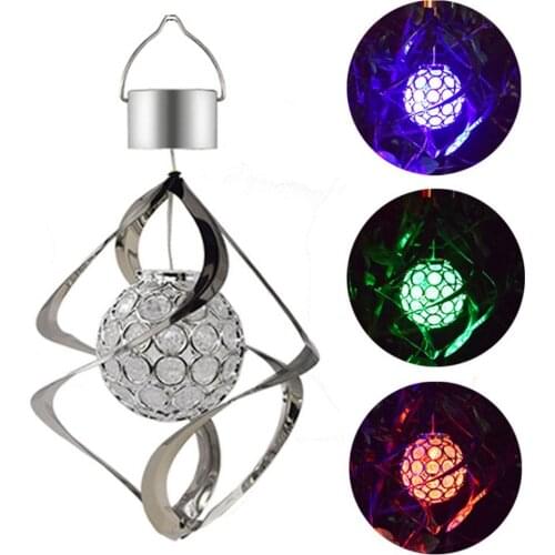 Hanging Rotation Light 3D Wind Chime Lamp Solar Powered Lawn Patio Color Yard Garden Craft Home Decor