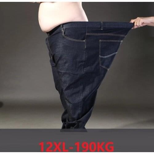 Plus size jeans men 9XL 10XL 11XL 12XL Trousers pants oversize 70 jeans Elasticity straight cotton pants big size jeans black 68