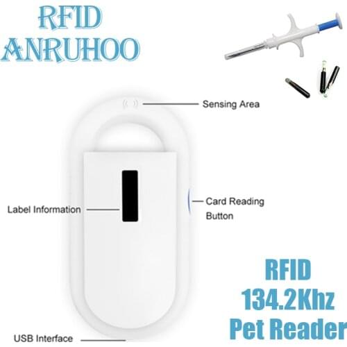 RFID Animal Scanner ISO11784/5 Microchip Badge Reader 134.2Khz Fdx-B Pet Cat Dog Tag Handheld Usb Transponder