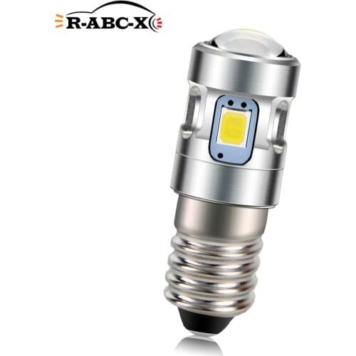RUIANDSION 1Pcs E10 Screw Base Bulb Flashlight Replace Indicator Lamp 2535SMD 500Lm Spotlight Nopolar 6000K 4300K 3V 4.5V 6V