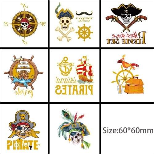Waterproof hot stamping pirate Tattoo Sticker treasure hunting funny children cartoon fun Tattoo Sticker