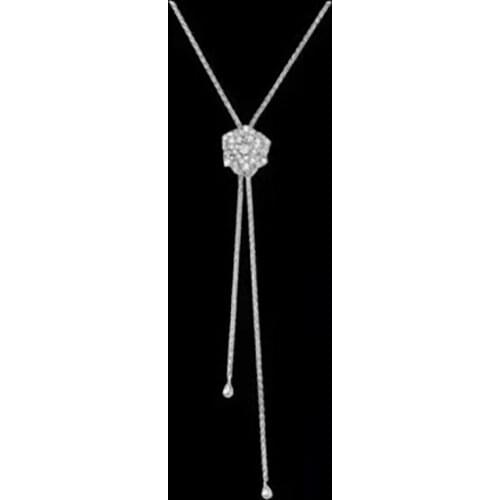 YPAY8 Fashion AAA Zircon 925 Sterling Silver Luxury sweater chain Necklace Jewelry Brand Women Wedding Clavicle chain Jewelry