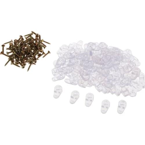 100X Plastic Glass Clips Mirror Screen Retainers Cabinet Furniture Fix Clips