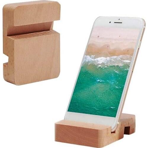 2pcs Dual Slots Mobile Phone Holder Home Office Desktop Non-slip Universal Wooden Cell Phone Stand Mobile Phone Storage Rack