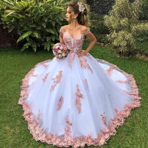 Ball Gown Evening Dresses Long 2020 Pink Lace Appliques Evening Gowns Custom made Women Party Formal Dress Robe De Soiree