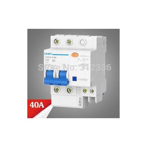 Free Shipping Two years Warranty NXBLE-63 DZ47LE-63 C40 2P 40A 2 pole ELCB RCD earth leakage circuit breaker residual current