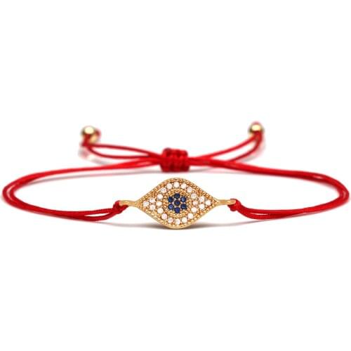Sparkling Cubic Zirconia Prismatic Evil Eye Charm Bracelet Women Girl 2020 New Fashion Blue Turkish Eye Red String Jewelry Gift