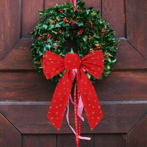 Large Christmas Bow Xmas Tree Garland Embellishment Bow Tie Pendant for Wedding Festival Decorations Present Party Ornament