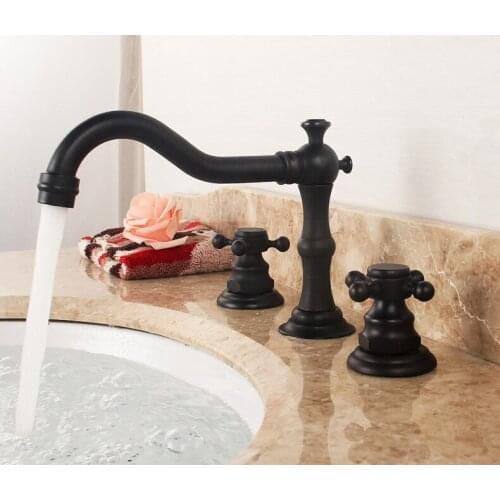 Oil Rubbed Bronze Widespread Deck-Mounted Tub 3 Holes Dual Cross Handle Kitchen Bathroom Tub Sink Basin Faucet Mixer Tap mnf283