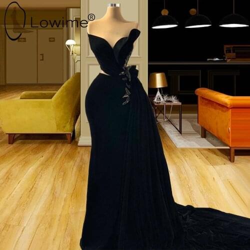 Elegant Black Mermaid Evening Dresses Sweetheart Neck Long Evening Gowns Robes De Soiree Custom Made Formal Dress