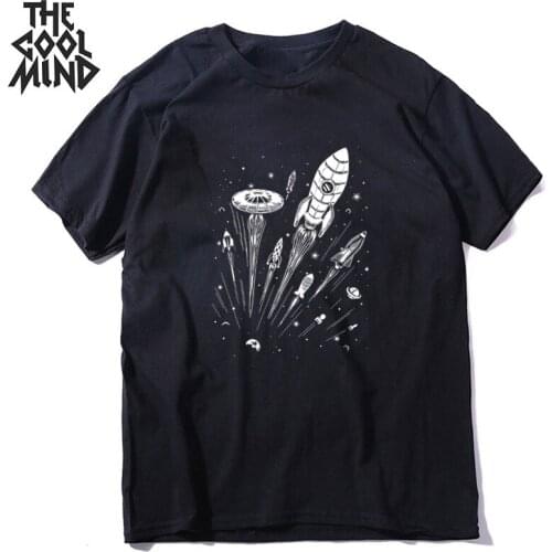 COOLMIND high quality cotton short sleeve space print men T shirt casual loost o-neck tshirt cool t-shirt male men tee shirts