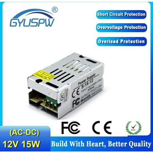 Switching switch Power Supply DC 12V 1.25A 15W for LED Strip lamp Transformer 100-240V AC to DC12V SMPS